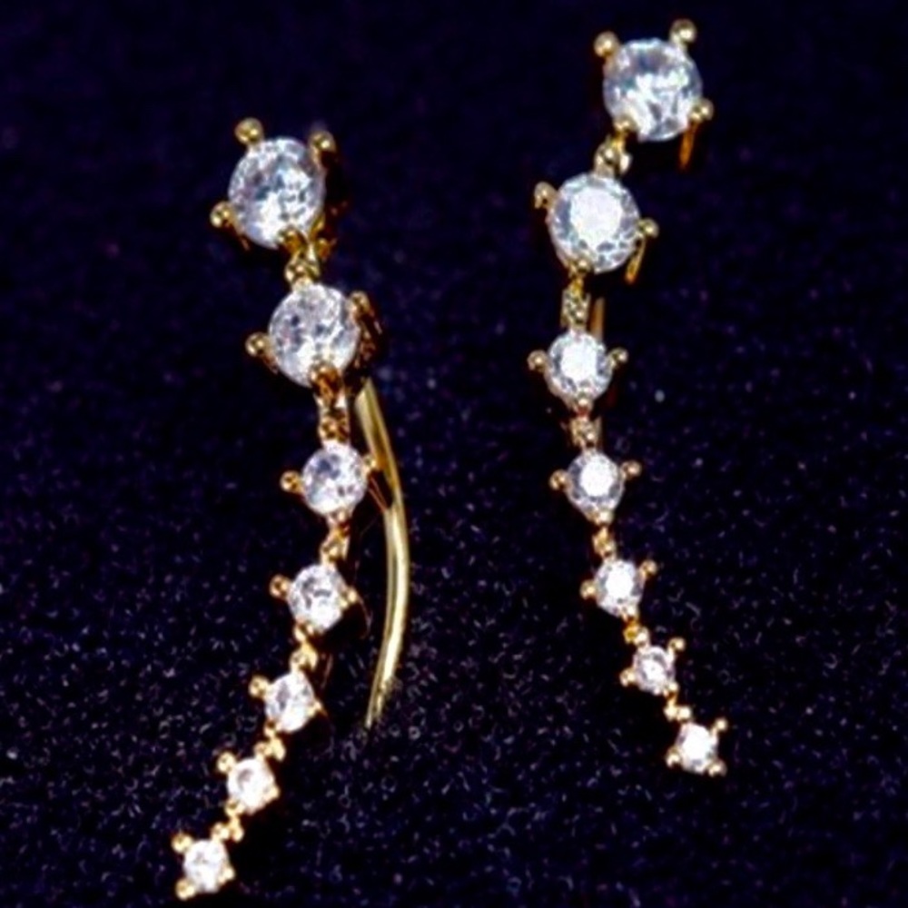 Gold ear climbers Earrings fashion Jewelry - Picture 2 of 2